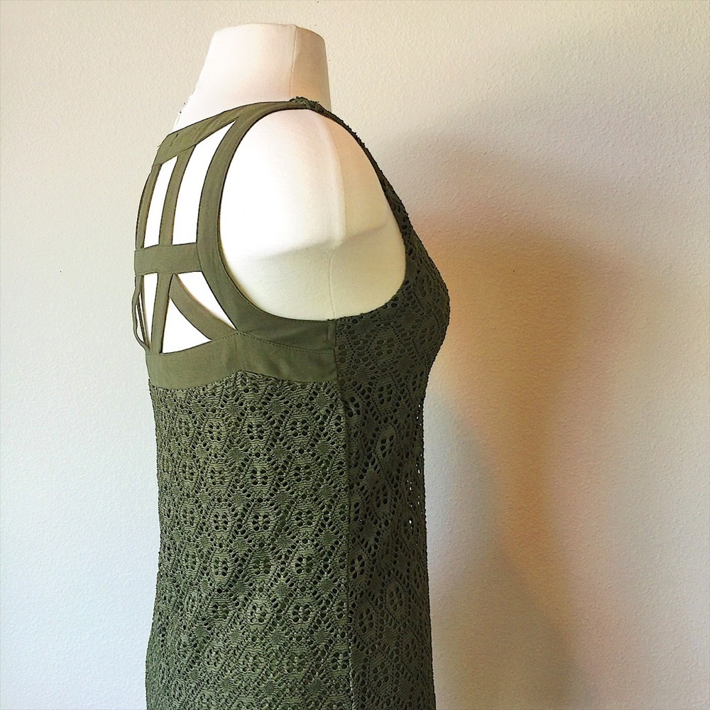 Olive green lace dressy top - Picture 3 of 8